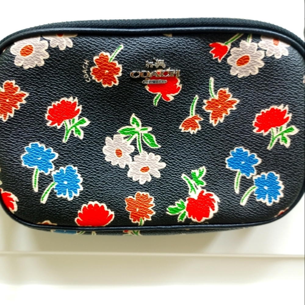 Coach leather floral print wallet purse